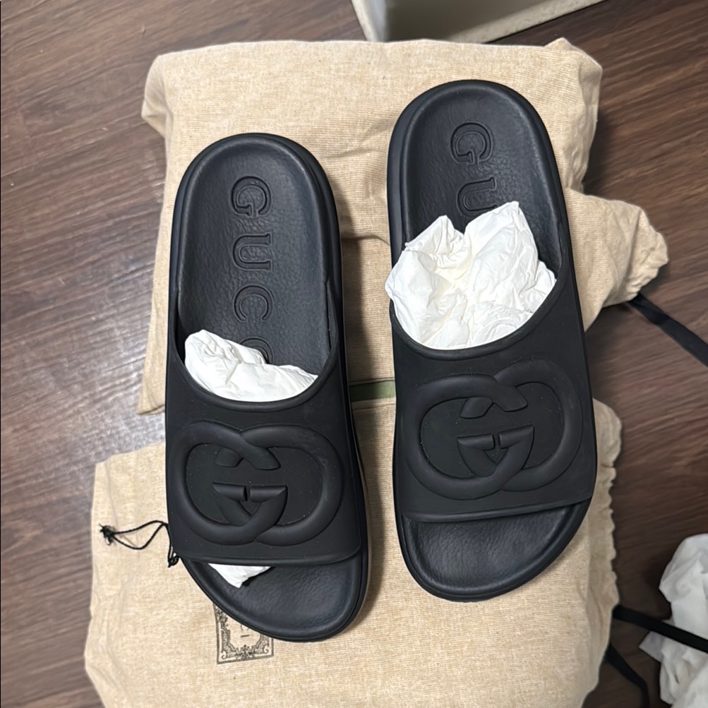 Gucci Black Double G Sandals